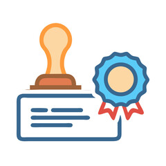 Stylized Image of Seal Stamp and Award Ribbon on Black