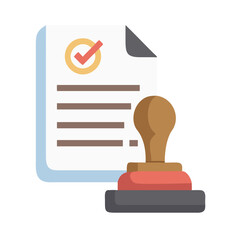 Stamped approved document icon for business concept illustration