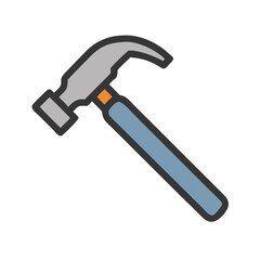Isolated blue hammer icon on black background construction tool