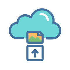 Cloud upload vector icon with image file concept