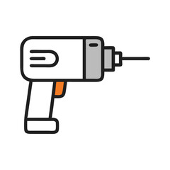 Isolated flat design power drill icon on black background