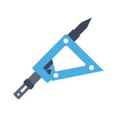 Blue triangular device with gray blade minimalist design graphic