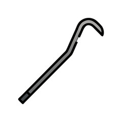 Simple crowbar illustration against dark background showing force