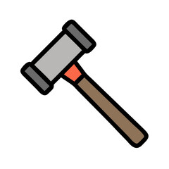Flat design icon illustration of a construction mallet tool