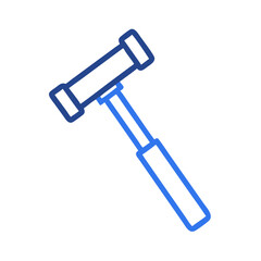 Blue hammer icon on black background for construction concept
