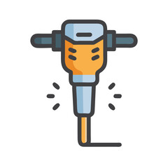 Jackhammer construction tool icon on black background illustration