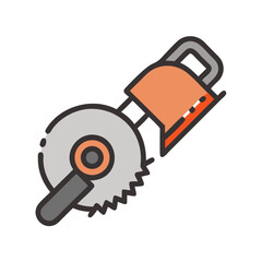 Illustration of a circular saw tool on black background