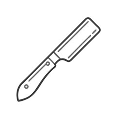 Minimalist straight razor illustration on a black background