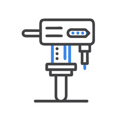 Isolated pillar drill machine graphic in blue and gray