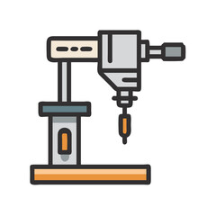 Isolated drilling machine vector illustration in gray and orange