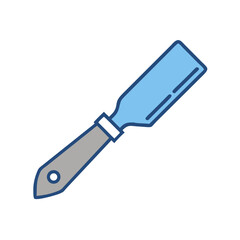 Blue and gray spatula against black background stock image