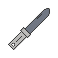 Minimalist illustration of a knife on a black background