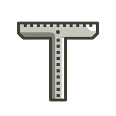 T square ruler in gray on black background illustration