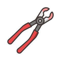 Cartoon Pliers on a Black Background for Digital Applications