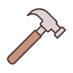 Stylized hammer illustration with handle and metal head