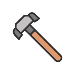 Single graphic hammer isolated on black background tool concept