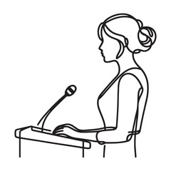 Confident woman giving a speech presentation at the podium