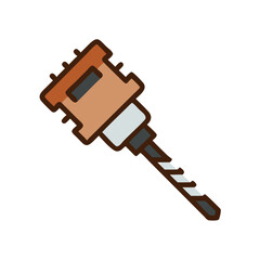 Illustration of a jackhammer drill tool against black background