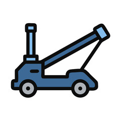 Blue tow truck icon illustration on a black background
