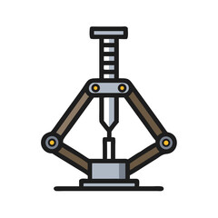 Isolated scissor car jack on black background simple design