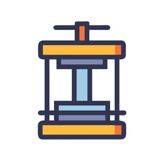 Stylized hydraulic press tool on black background for illustrations