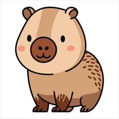 Cheerful capybara character illustration in cartoon style. Cute isolated animal graphic ideal for kids themes and nursery decor.
