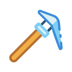 Isolated stylized pickaxe illustration on black background, graphic art