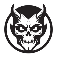 Evil Devil Silhouette Illustration Scary Demon Face Design