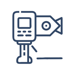 Fototapeta premium Abstract drill icon on black background in line style