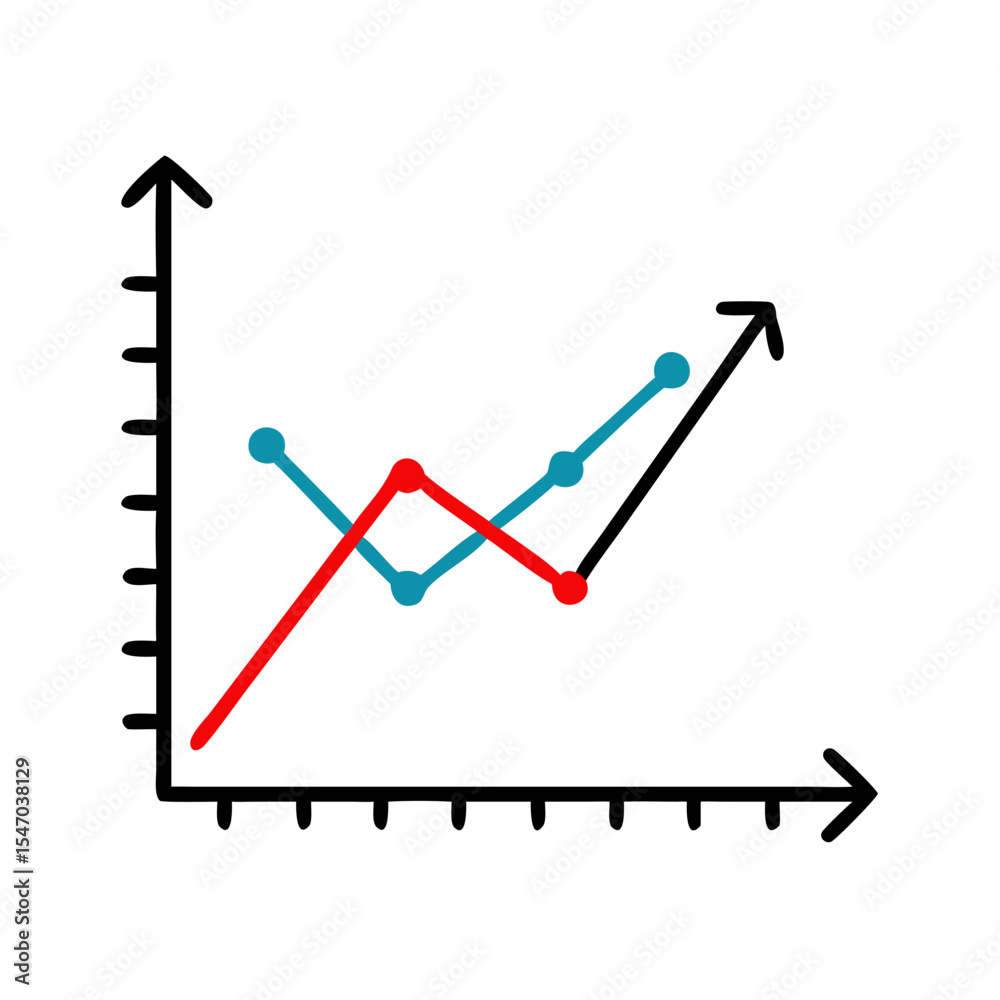 Poster graph showing comparison of metrics in red and teal