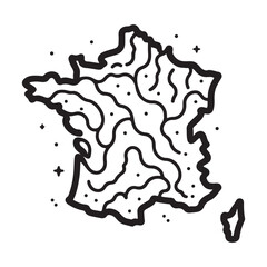 France Administrative Regions Detailed Outline Vector Map with Cities