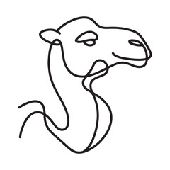 One Line Camel Minimalist Vector Drawing Head Illustration