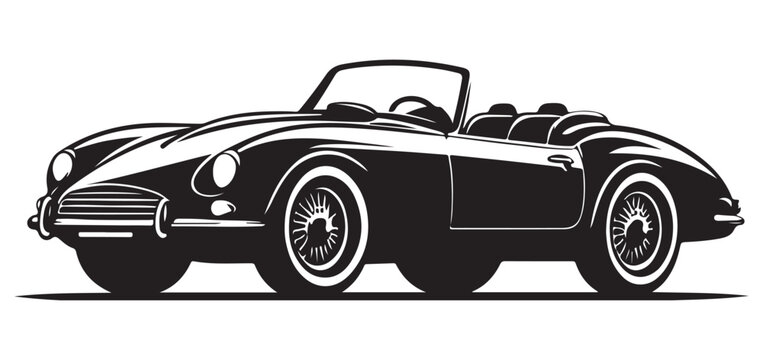 Classic Convertible Car Silhouette Vector Illustration for Automotive Enthusiasts