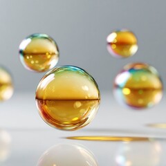 Iridescent Oil Bubbles  Liquid Gold  Abstract Background