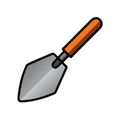 Garden trowel vector illustration on black background, simple design