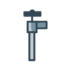 Blue industrial water tap graphic on black background design