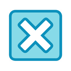 Fototapeta premium Light blue squared box with a black cross mark