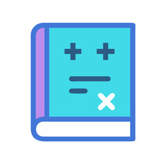 Fototapeta premium Turquoise math textbook with plus, minus, and cross symbols