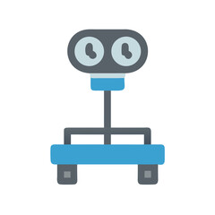 Minimalist robot character icon on black background illustration