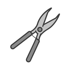 Gray garden shears icon on black background in vector