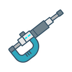 Illustration of a turquoise digital micrometer on black backdrop