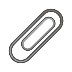 Isolated gray paper clip stationery item against black backdrop