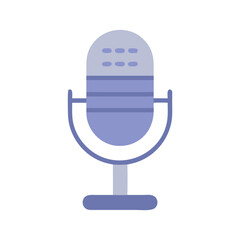 Flat Illustration of a Periwinkle Blue Microphone on Black
