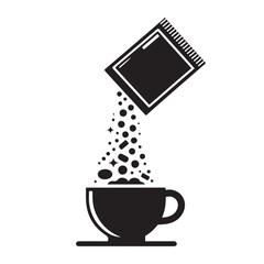 Sugar Packet Pouring into Coffee Vector for Beverage Designs