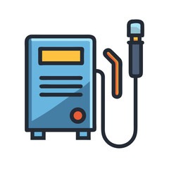 Blue medical device icon on a black background illustration