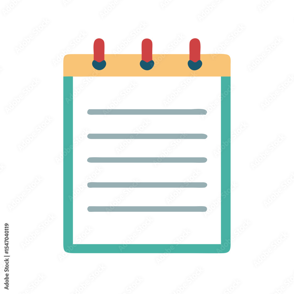 Poster flat design notepad icon with lines on black background