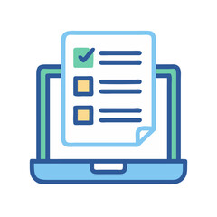 Online checklist icon on laptop, digital task management concept