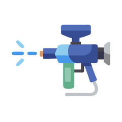 Flat design paintball gun shooting a burst of paint