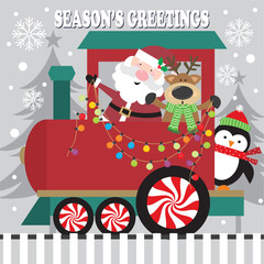 Santa and Friends on a Christmas Train