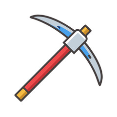 Stylized pickaxe vector illustration with bold outlines on black